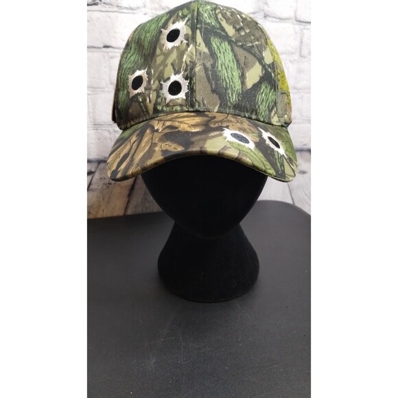 DF Imports Camo w/ Bullet Holes Embroidered Baseball Hat Adjustable NWT - Picture 2 of 8